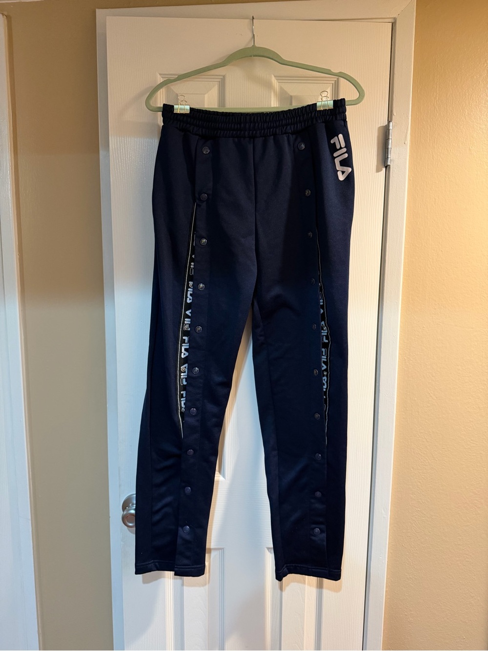 FILA Women’s Navy Snap-Button Track Pants
